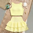 thumbnail image 3 of OYXSER Baby Girl Clothes Outfits Short Sets T-Shirt Tops & Shorts Sets Summer Toddler Girl Clothes, Light Yellow 8Y, 3 of 9