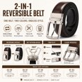 thumbnail image 5 of Men's Reversible Genuine Leather Belt, 1.38" Wide 2-in-1 Dress Belt with 360° Rotating Pin Buckle, Adjustable Business Casual Belt, Blue Brown Coffee, Sizes 33"-43" - TRISJEM, 5 of 7