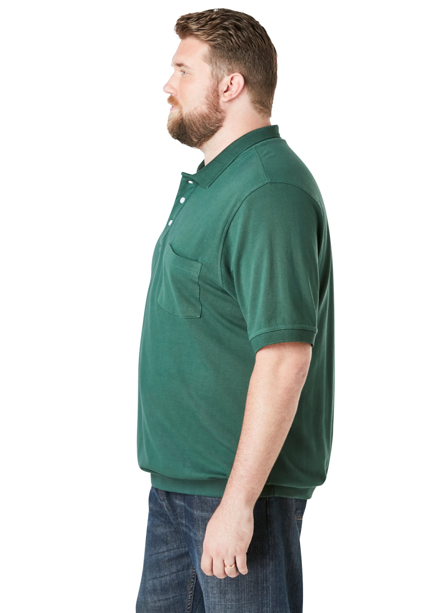 KingSize Mens Big & Tall Banded Bottom Pocket Piqué Polo Shirt