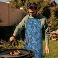 thumbnail image 4 of Blue Pioneer Flower and Paisley Pattern Apron-Garden Aprons for Women with Pockets-Cotton Linen Waterproof Kitchen Cooking Gardening Aprons Adjustable for Kitchen,Cooking,BBQ and Salon 33x27 Inch, 4 of 7