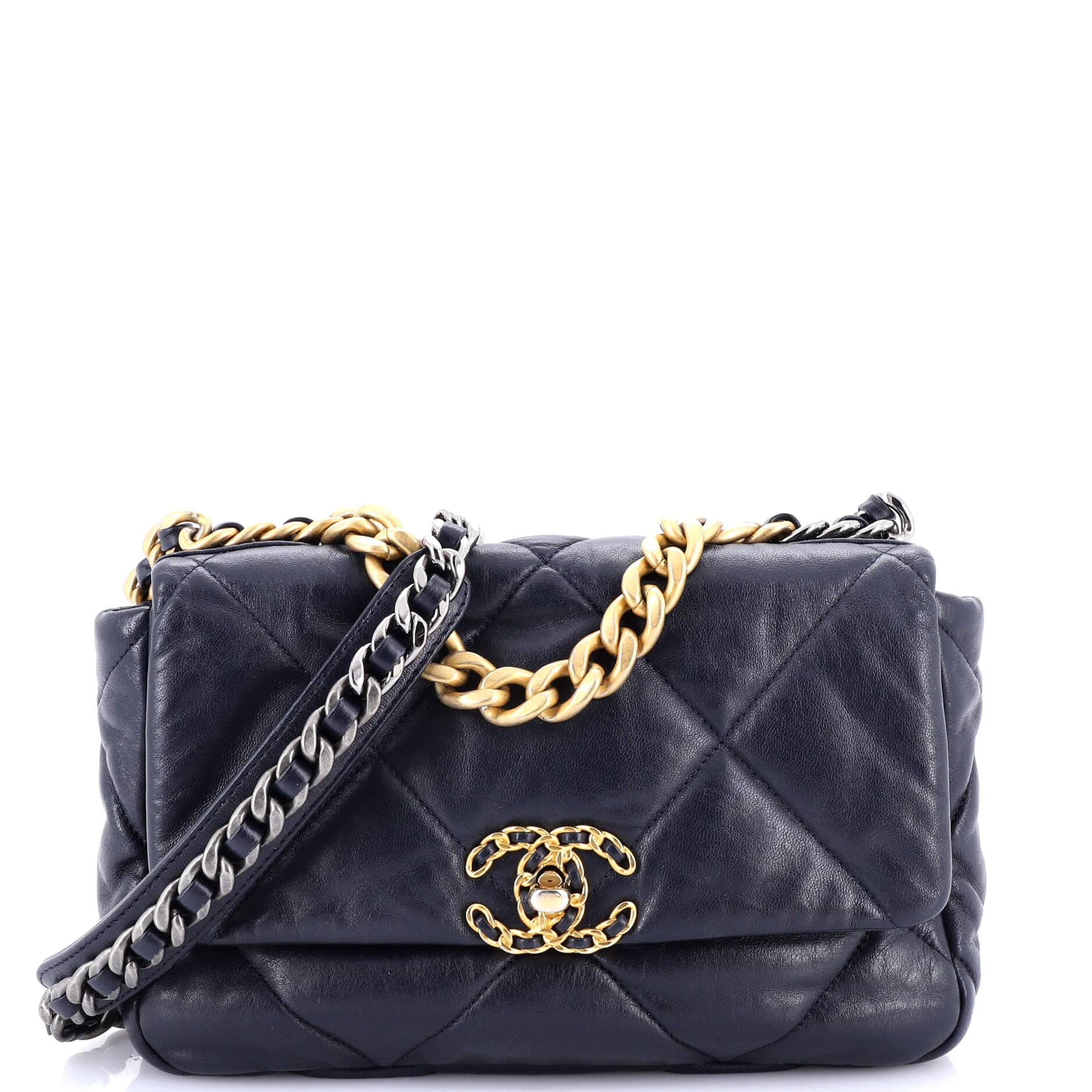 Pre-Owned CHANEL 19 Flap Bag Quilted Leather Medium By Rebag