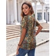 thumbnail image 5 of WQD Women’s Summer V Neck Blouse Short Sleeve Floral Print Top Casual Loose Fit Business Dressy Work Shirt, 5 of 6