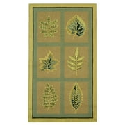 Hand-Hooked Green Leaf Print Rug (8 ft. Round)