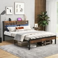 thumbnail image 2 of Costway Full Industrial Metal Platform Bed Frame Charging Station Mattress Foundation, 2 of 10