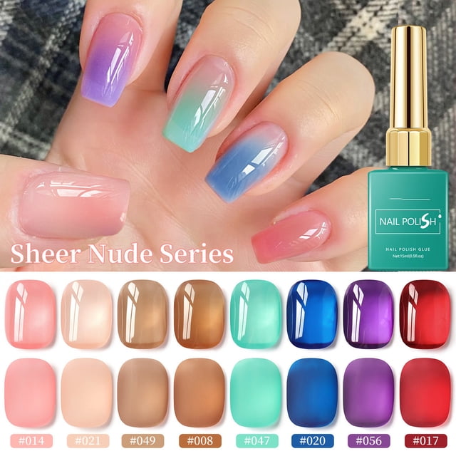 Pisexur Belleza Maquillaje Esmalte de uñas en gel Sheer Nude Series: kit de gel translúcido con múltiples colores para manicura natural y artística. Curado con LED. Uso en para mujeres y hombres