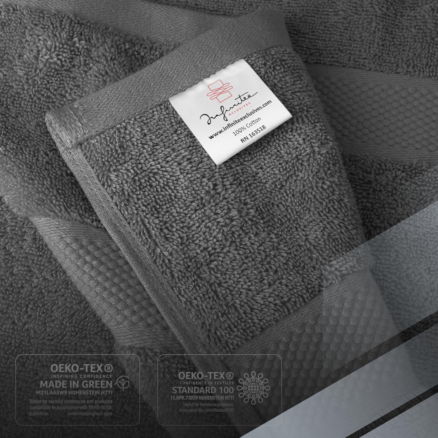 Infinitee Xclusives Premium Dark Gray Bath Towels - Pack of 4 - 27 x 54 inches