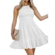 thumbnail image 1 of VISgogo Vestido Casual para Mujer, Cuello Redondo Sin Mangas Color Sólido Jersey Fruncido Línea A Mini Vestidos VISgogo moda, 1 of 9