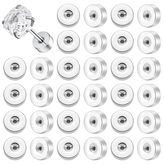 60Pcs Flat Earring Backs Stainless Steel Replacement Ear Nuts for Studs Screw on Earrings Back for Jewelry Earring Making Supplies Hole 0.8mm