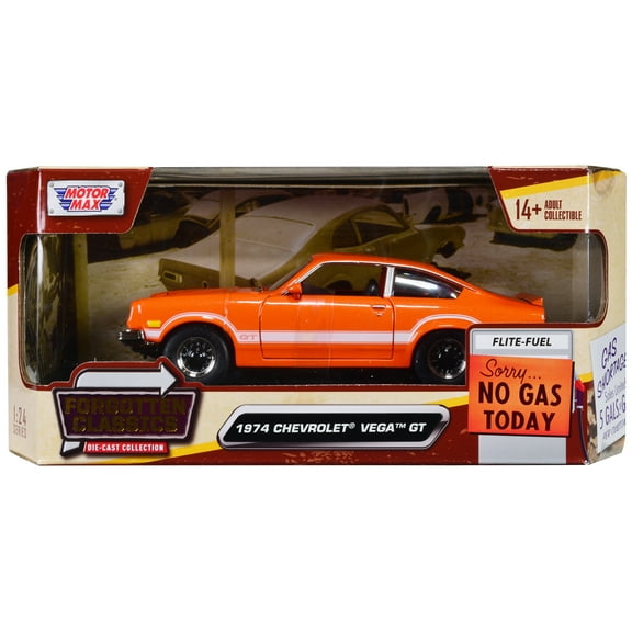 1974 Chevrolet Vega GT Orange Metallic with White Stripes "Forgotten Classics" Series 1/24 Diecast Model Car by Motormax