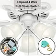 thumbnail image 3 of Ceiling Fan Switch Zing Ear ZE-268S6 Pull Chain Switch 3 Speed 4 Wire Pull Chain Switch Control Ceiling Fan Replacement Speed Control Switch, 3 of 5