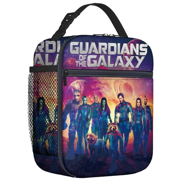 For Guardians Movie Themed the Galaxy Insulated Lunch Bag – Reusable Water Resistant Cooler Tote, with Mesh Side Pocket and Zipper, Lunch Box Size 8.66x4.33x10.24 Inch for Camping, Trips, Picnics