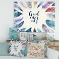 thumbnail image 2 of Designart ' Good VIbes Only Under Vibrant Blue Feathers ' Bohemian & Eclectic Canvas Wall Art Print, 2 of 4