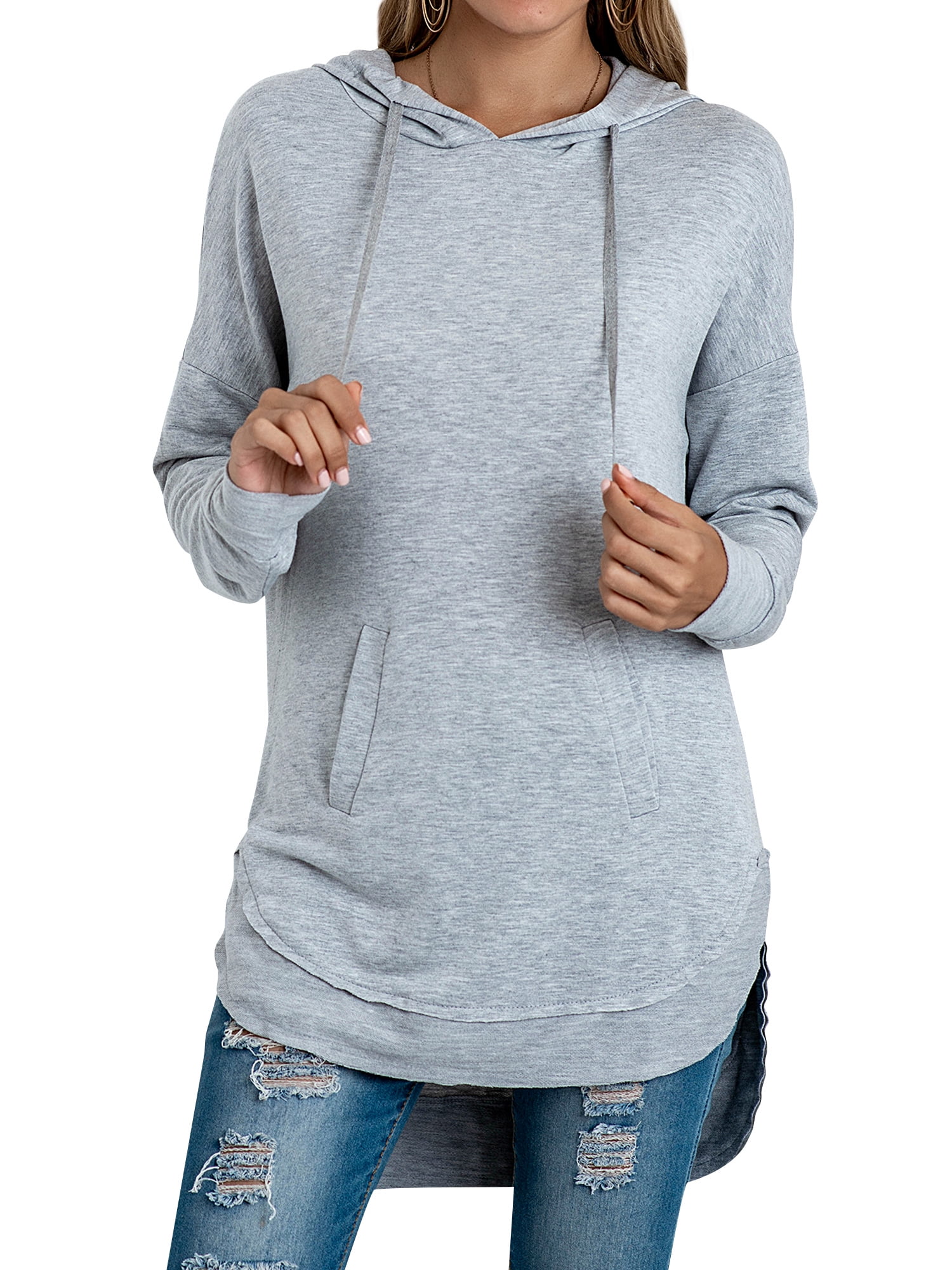 HUBERY Women High-Low Hem Side Split O 