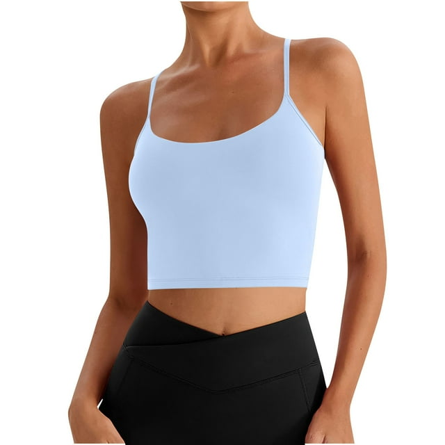 RXMEKW Sports Bra for Women, Solid Color Elastic Workout Top with Removable Padding, Medium-Impact Support for Gym and Daily Wear
