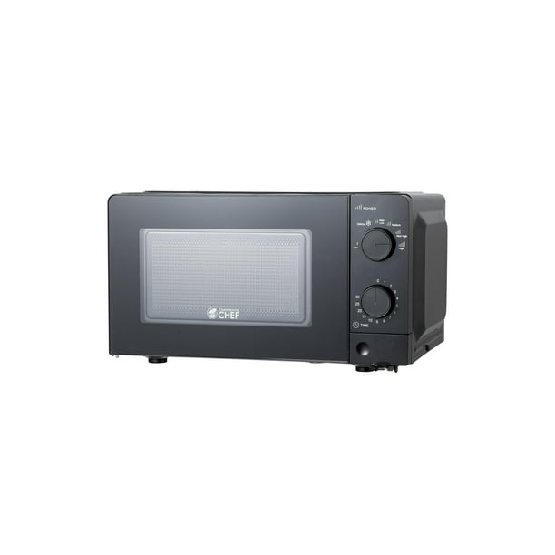 COMMERCIAL CHEF Microondas de 0.6 pies cúbicos con 6 niveles de potencia, microondas pequeño con mango de agarre, microondas de encimera de 700 W con temporizador de 30 minutos y controles mecánicos d
