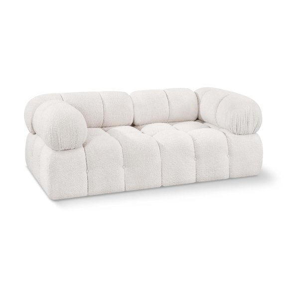 Meridian Furniture Ames 102" Cream Boucle Fabric Upholstered 3pc. Modular Sofa