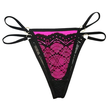 

TAIAOJING Women s Cotton Thong Low Waist Full Seductive Lace Transparent Ribbon Ladies Underwear