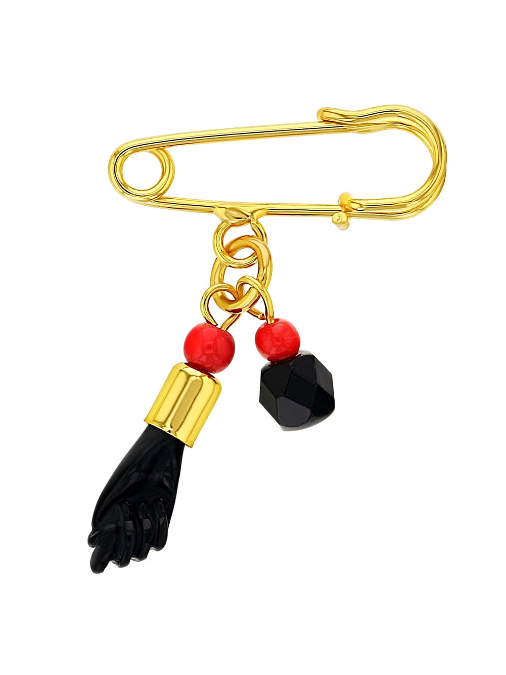 Simulated Azabache Figa Hand Evil Eye Protection Charm Brooch Pin for Babies