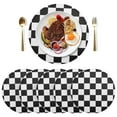 thumbnail image 5 of Ryvnso White and Black Checkered Grid Art Pattern Round Plate Mats Dining Table Placemat Set of 4 for Holiday Decoration, 5 of 7