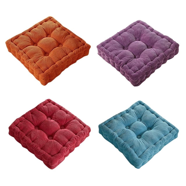 Cojines de asiento blandos Macarena 4pcs Cojín de asiento de pana para exteriores Silla Cuadrada Decoración Hogar Interior