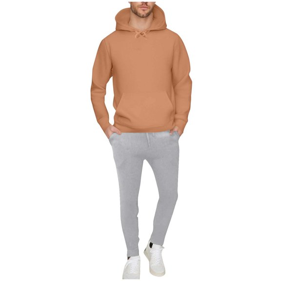Admvng 2 Piece Sets for Men Casual Drawstring Pullover Hooded Sports Solid Pocket Sweatshirt Set, Size S-3XL