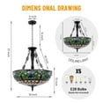 thumbnail image 2 of FINE MAKER 20 Inch Tiffany Stained Glass Chandelier, 5 Light Dining Room Glass Chandelier, 2 of 11