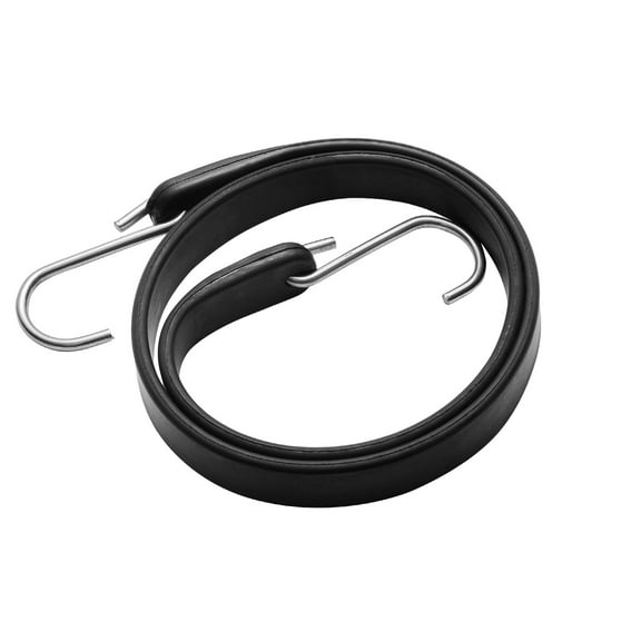 KFFKFF 50-Set Flat Bungee Cord, 19.8 mm Durable Elastic Straps with Steel S-Hooks, 31" Stretch Rope for Securing Cargo, Tarps in Trucks, and Tents, Black