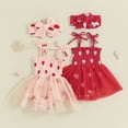 thumbnail image 4 of Gupgi Barboteuse-Robe Cœur de la Saint-Valentin pour Bébé Fille 3M 6M 12M 18M Combinaison Sans Manches pour Nourrisson à Bretelles Nouées en Tulle avec Bandeau, 4 of 9