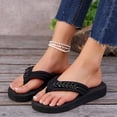 thumbnail image 5 of KIJBLAE Women's Rhinestone Sparkly Open Toe Flip Flops, Wide Size Casual Beach Slippers for Summer Outdoor Black 41, 5 of 8