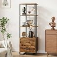 thumbnail image 3 of Maritcute 4 Tier Bookshelf with Storage Drawers,70.8 Inch Tall Industrial Book Shelf with Open Display Shelves,4 Shelf Bookcase with Metal Frame for Living Room, Bedroom,Office-Vintage, 3 of 9