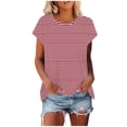 thumbnail image 1 of Mujeres de Manga Corta Tops Casual Cuello Redondo Impresión Blusa Poliéster Ligero Top, Camisa de las Señoras de la Moda para el Hogar Diario Y el Uso Cómodo, 1 of 9