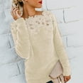 thumbnail image 4 of PMVFHDE Women's Tops Fall Winter Casual Daily Loose Versatile Fashion Solid Color Lace Lace-Up Long Sleeve Sweater Winter Clothes for Women Khaki,XXXXL, 4 of 6