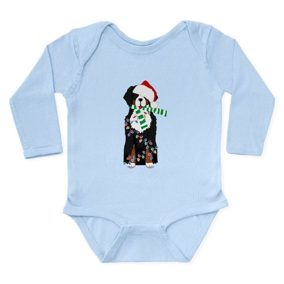 CafePress - Christmas Bernese Mt Holiday Dog Body Suit - Long Sleeve Cotton Baby Bodysuit