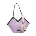 thumbnail image 1 of Bolso de mano de cuero para mujer, elegante y espacioso, con interior bajo el brazo y cremallera. Púrpura, 1 of 9