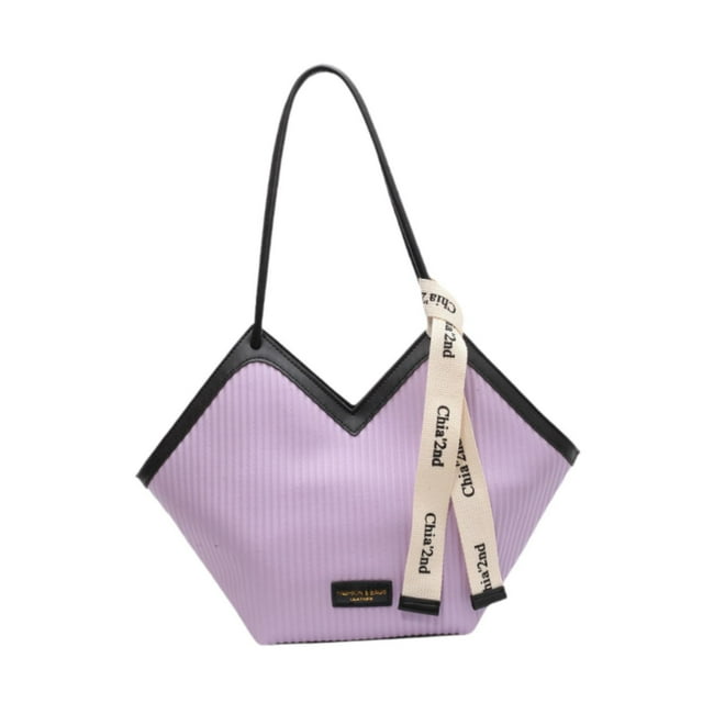 Bolso de mano de cuero para mujer, elegante y espacioso, con interior bajo el brazo y cremallera. Púrpura