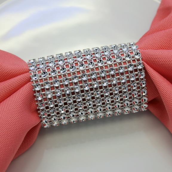 Your Chair Covers - Dazzling Diamond Rhinestone Chair Sash Slip / Napkin Rings Silver