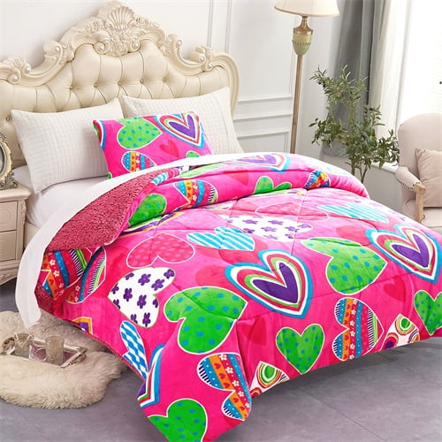 NC Sherpa Blanket Multi-color Polyester Reversible Bed Blankets Twin (Count 2)