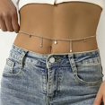 thumbnail image 4 of 1 pieza (plateada) cadena de cintura bohemia cadena de bikini de playa cadena de vientre de estrella dorada cadena de bikini joyería de cuerpo de playa de verano para regalos de mujeres y niñas oso de fresa Electrónica, 4 of 5