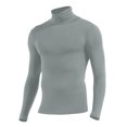 thumbnail image 4 of TOUMENY Men High Neck Top Long Sleeve Slim Fit Solid Casual Sweater Pullover Cotton Fashion Breathable Quick Dry Winter Sweater Gray M, 4 of 6
