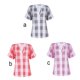 thumbnail image 1 of Minnieouse Camisa de manga corta de verano para mujer, jersey holgado y transpirable a cuadros, blusa estampada para niñas, ropa de moda de color Prendas para la parte del cuerpo Rojo XL, 1 of 2