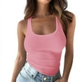thumbnail image 2 of Htigea Women Spaghetti Strap Scoop Neck Ribbed Tank Tops Slim Fitted Cotton Camisole Basic Sleeveless Layering Shirts Today Deals Pink,2XL, 2 of 6
