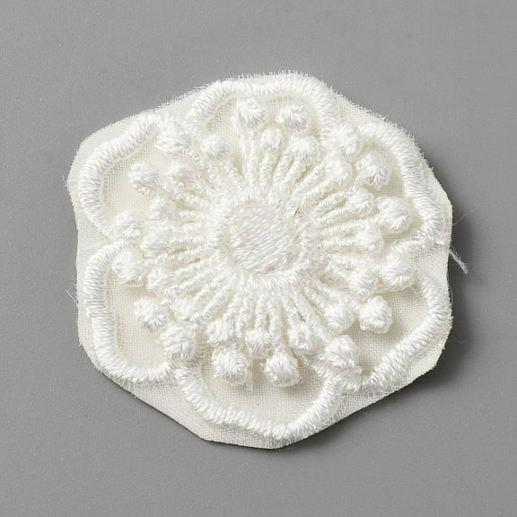 1pc Computerized Embroidery Lace Self Adhesive/Sew on Patches Costume Accessories Appliques Flower Pattern 33x35x2.5mm