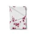 thumbnail image 2 of East Soft Flannel Fleece Throw Blanket, Watercolors Petal Flower Oriental Native Floral Pattern with Twigs, Cozy Plush for Indoor and Outdoor Use, 70" x 90", Fuchsia White, by Ambesonne, 2 of 5