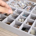 thumbnail image 4 of Hand Made Velvet Stackable Jewelry Trays Rings Earrings Bracelet Organizer Storage Tray (12 /18/24 Grids), 4 of 9