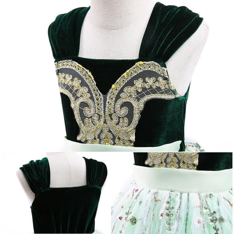 Girl Princess Anna Tulle Dress Green Sleeveless Party Costume Christmas  Birthday Cosplay Dress Up 2-9Y - Walmart.com