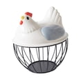 thumbnail image 3 of Cesta para almacenar huevos de gallina, cesta para huevos con tapa en forma de gallina, contenedor para recoger huevos, cestas para despensa, encimera de cocina Tapa gris, 3 of 8