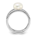thumbnail image 4 of Auriga Fine Jewelry 925 Sterling Silver Rhodium-plated 8-9mm White FWC Pearl and CZ Ring for Women Size 7, 4 of 6