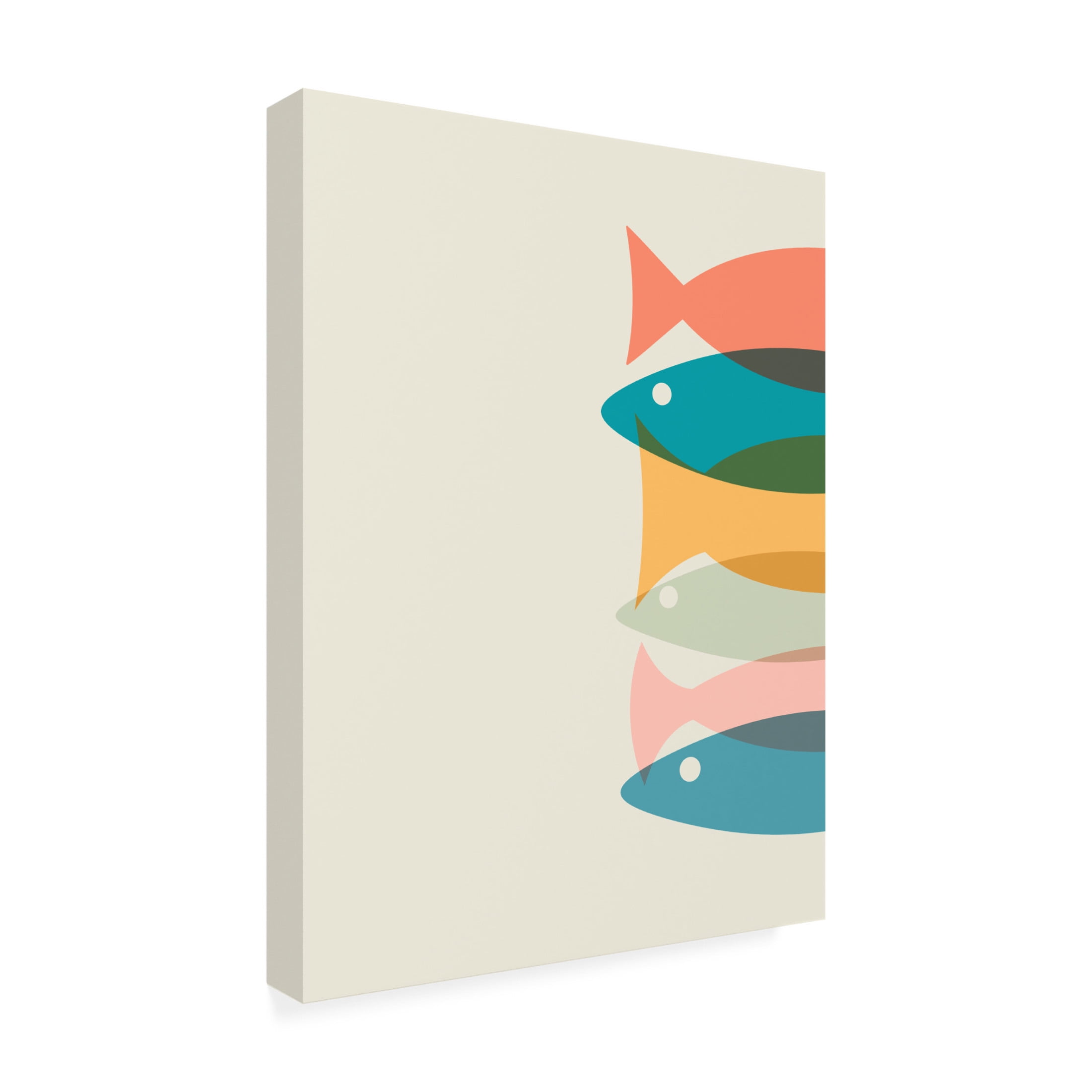 Canvas Wall Art - Tom Quartermaine 'Colorful Pastel Abstract Fish Print 1' Wall Art for Living Room, Bedroom, or Office Décor by Trademark Fine Art - 18 x 24 Inches