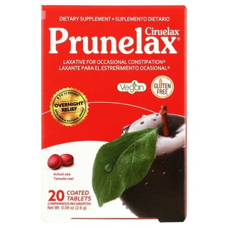 Prunelax Ciruelax Regular Strength Natural Laxative Minitabs with Senna, Vegan & Gluten-Free for Gentle Overnight Relief, 20 Count