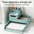 thumbnail image 5 of Office Desktop Organizer A4 Paper Drawer Storage Box Multi\-functional Stackable File Cabinet A4 Drawer Stationery Storage Box Green With Pen holder, 5 of 6